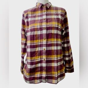 L.L. Bean Purple and Yellow Plaid Shirt 100% Organic Cotton